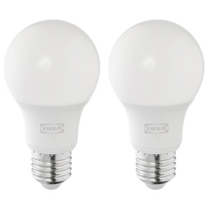 SOLHETTA LED bulb E27 806 lumen, dimmable/globe opal white, 2 pack