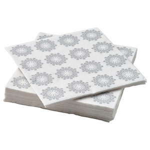 FRÖJDA Paper napkin, white/grey, 33x33 cm