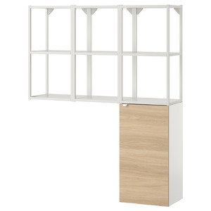 ENHET Storage combination for laundry, white, oak effect, 120x30x150 cm