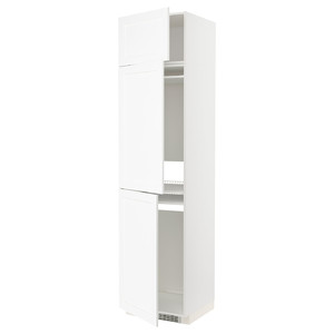 METOD High cab f fridge/freezer w 3 doors, white Enköping/white wood effect, 60x60x240 cm