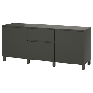 BESTÅ Storage combination with drawers, dark grey/Västerviken/Stubbarp dark grey, 180x42x74 cm