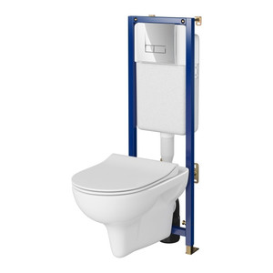 Cersanit WC Rimless Flush-mounted Set Neso, chrome