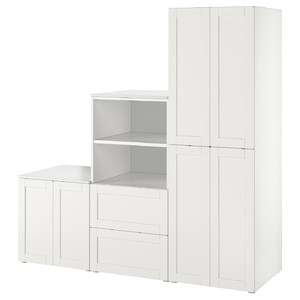 SMÅSTAD / PLATSA Storage combination, white/with frame, 180x57x181 cm