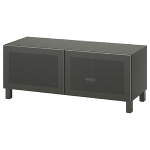 BESTÅ TV bench with doors, dark grey/Mörtviken/Stubbarp dark grey, 120x42x48 cm