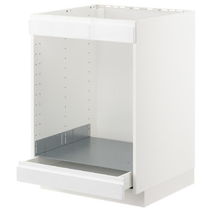 METOD / MAXIMERA Base cab for hob+oven w drawer, white, Voxtorp high-gloss white, 60x60 cm