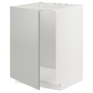 METOD Base cabinet for sink, white/Havstorp light grey, 60x60 cm