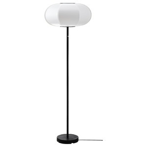 BYGGKORN Floor lamp, black/white