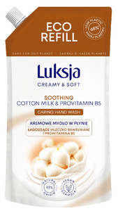 Luksja Creamy & Soft Soothing Hand Wash Cotton Milk & Provitamin B5 93% Natural Vegan 400ml - Refill