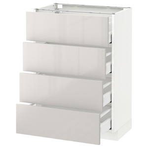 METOD / MAXIMERA Base cab 4 frnts/4 drawers, white, Ringhult light grey, 60x37 cm