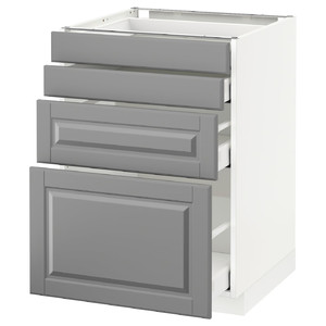 METOD / MAXIMERA Base cab 4 frnts/4 drawers, white/Bodbyn grey, 60x60 cm