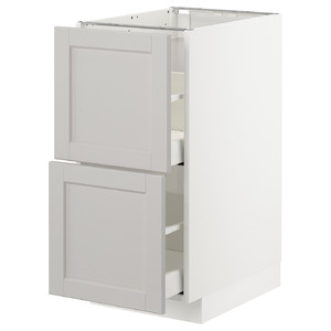 METOD/MAXIMERA Base cb 2 fronts/2 high drawers, white/Lerhyttan light grey, 40x61.9x88 cm
