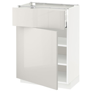 METOD / MAXIMERA Base cabinet with drawer/door, white/Ringhult light grey, 60x37 cm