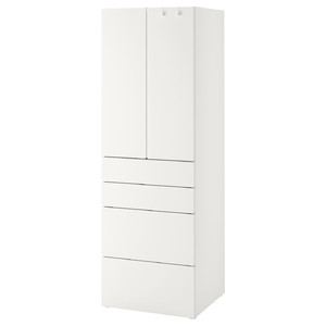 SMÅSTAD / PLATSA Wardrobe, white white/with 4 drawers, 60x42x181 cm