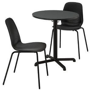 STENSELE / LIDÅS Table and 2 chairs, anthracite anthracite/black/black, 70 cm