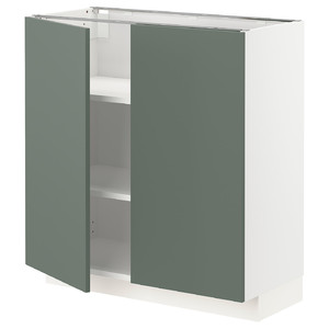 METOD Base cabinet with shelves/2 doors, white/Bodarp grey-green, 80x37 cm