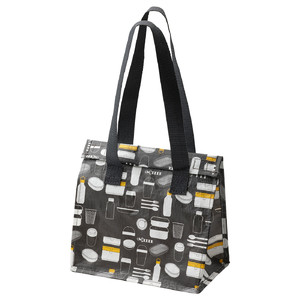 FLADDRIG Lunch bag, patterned gray, 25x16x27 cm