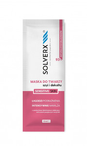 SOLVERX Sensitive Skin Soothing & Moisturising Mask for Face & Neckline 93% Natural 10ml
