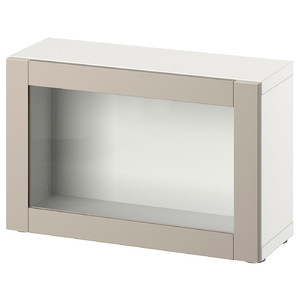 BESTÅ Shelf unit with door, white/Sindvik light grey/beige, 60x22x38 cm