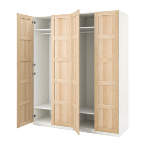 PAX / BERGSBO Wardrobe, white/white stained oak effect, 200x60x236 cm