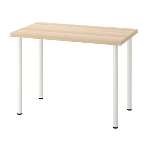 LINNMON / ADILS Desk, white stained oak effect/white, 100x60 cm