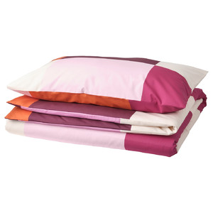 BRUNKRISSLA Duvet cover and pillowcase, pink, 150x200/50x60 cm