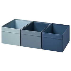 DRÖNA Box, set of 3, blue, 18x25x15 cm