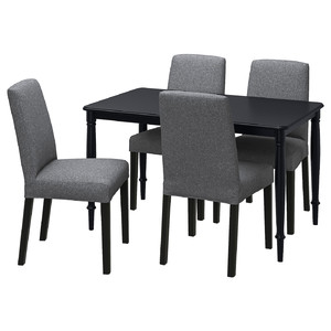 DANDERYD / BERGMUND Table and 4 chairs, black/Gunnared medium grey, 130 cm