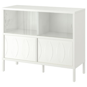 KALKNÄS Cabinet with sliding doors, white, 121x43x98 cm