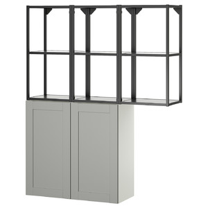 ENHET Storage combination, anthracite/grey frame, 120x32x150 cm