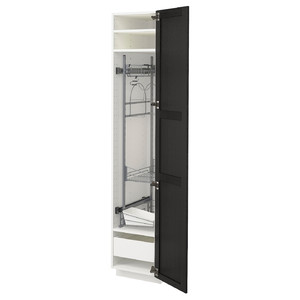 METOD / MAXIMERA High cabinet with cleaning interior, white/Lerhyttan black stained, 40x60x200 cm