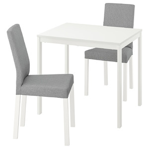 VANGSTA / KÄTTIL Table and 2 chairs, white/Knisa light grey, 80/120 cm