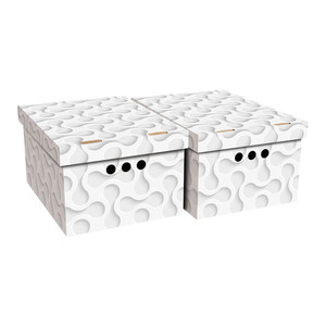 Decorative Storage Box A4, white wave, 2-pack
