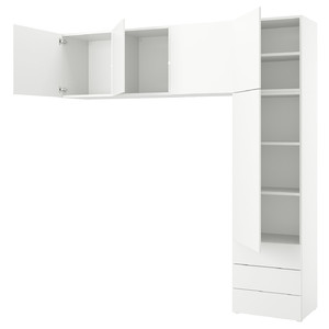 PLATSA Wardrobe with 5 doors+3 drawers, white/Fonnes white, 240x42x241 cm