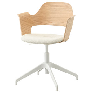 FJÄLLBERGET Conference chair, white stained oak veneer, Gunnared beige light beige