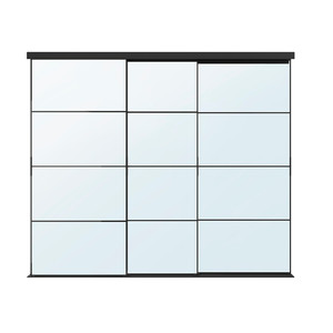 AULI/SKYTTA Sliding door combination, black/mirror glass, 276x240 cm