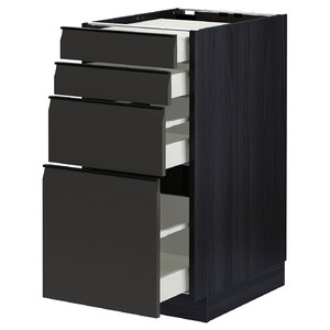 METOD / MAXIMERA Base cab 4 frnts/4 drawers, black/Upplöv matt anthracite, 40x60 cm