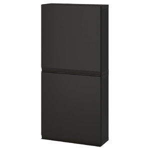 BESTÅ Wall cabinet with 2 doors, black-brown/Hammarsmed anthracite, 60x22x128 cm