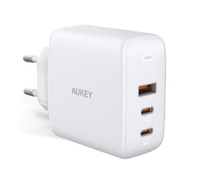 Aukey Charger 1xUSB-A 2xUSB-C 3A 90W EU Plug, white