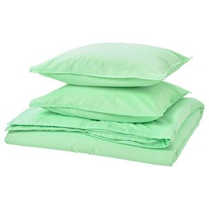 ÄNGSLILJA Duvet cover and 2 pillowcases, light green, 200x200/50x60 cm