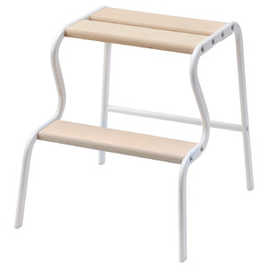 GRUBBAN Step stool, white, birch
