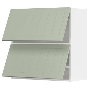 METOD Wall cab horizo 2 doors w push-open, white/Stensund light green, 80x80 cm