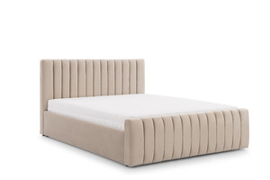 Upholstered Bed Frame with Storage Nicole 180x200, light beige