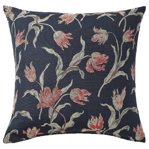 ÅLANDSROT Cushion, dark blue, floral patterned, 50x50 cm