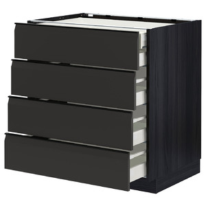 METOD / MAXIMERA Base cb 4 frnts/2 low/3 md drwrs, black/Upplöv matt anthracite, 80x60 cm