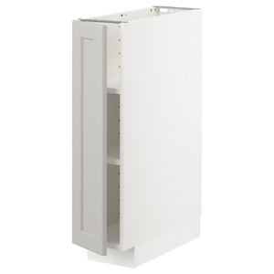 METOD Base cabinet with shelves, white/Lerhyttan light grey, 20x60 cm