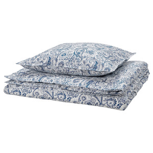 RODGERSIA Duvet cover and pillowcase, blue/white, 150x200/50x60 cm