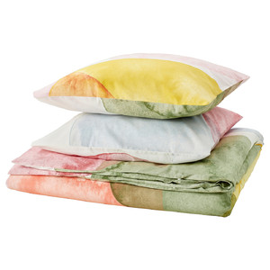 OLYMPTISTEL Duvet cover and 2 pillowcases, multicolour, 200x200/50x60 cm