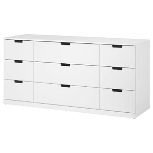 NORDLI Chest of 9 drawers, white, 160x76 cm