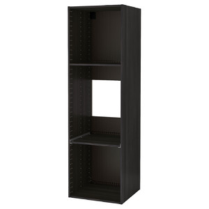 METOD High cabinet frame for fridge/oven, wood effect black, 60x60x200 cm