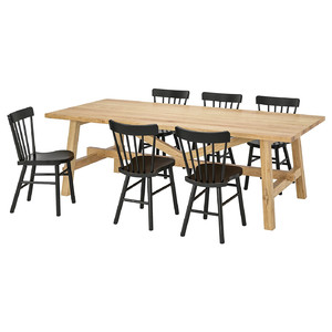 MÖCKELBY / NORRARYD Table and 6 chairs, oak, black, 235x100 cm